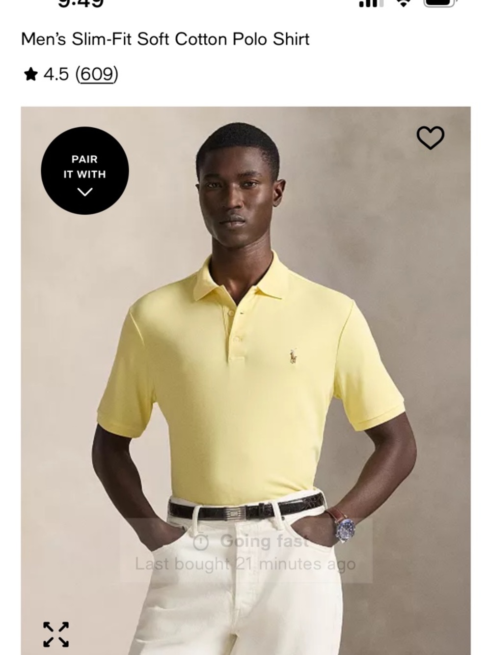 EUC men’s Ralph Lauren yellow polo